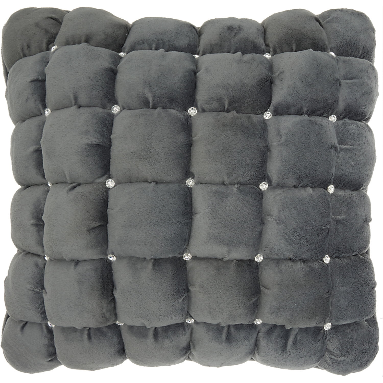 Dark Gray Velvet Embroidered Square Pillow Set