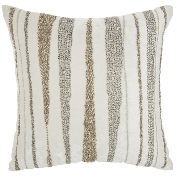 Nourison Luminescence Ivory Decorative Throw Pillow , 18"X18"