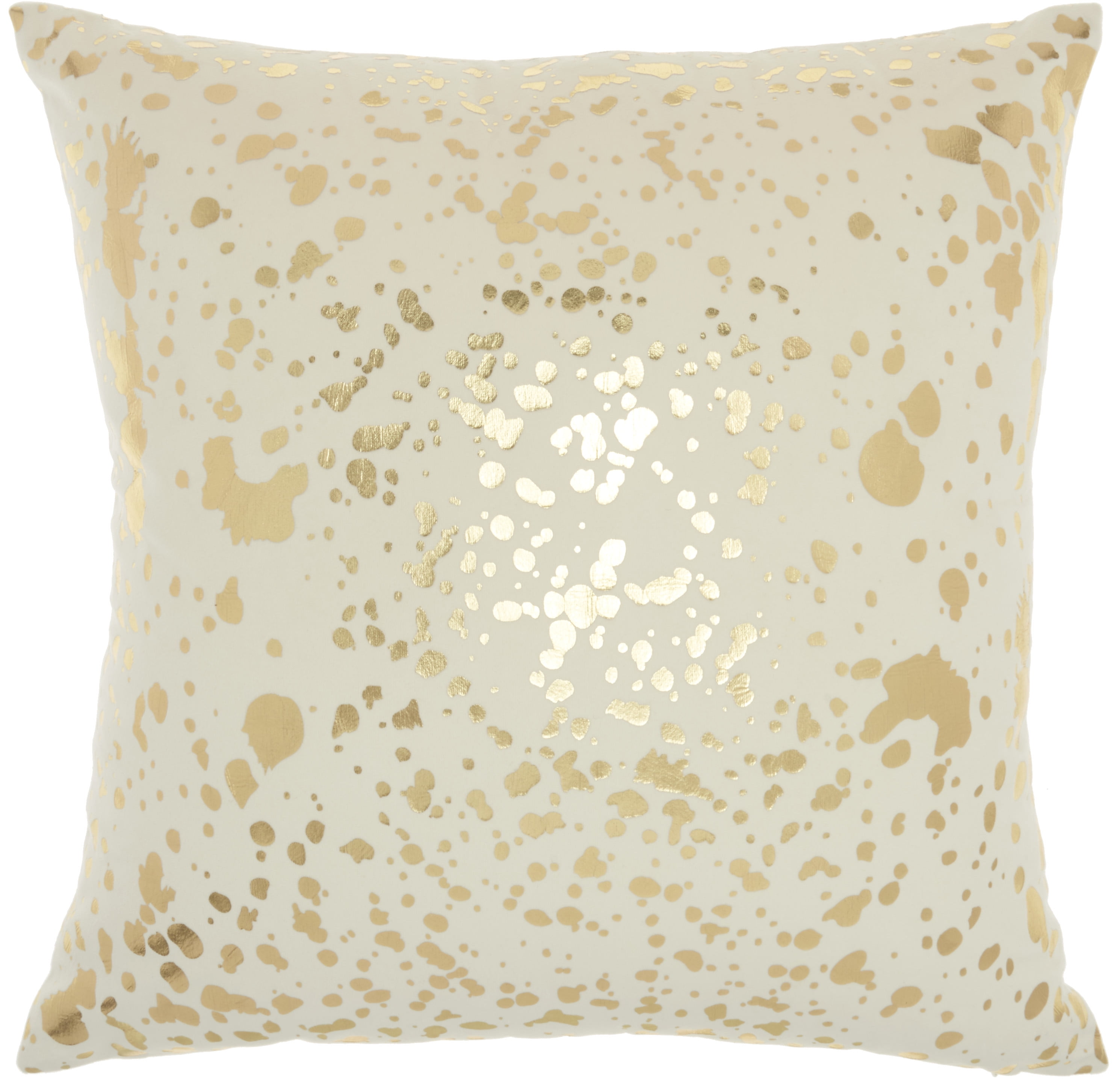 Ivory and Gold Embroidered Square Throw Pillow 18" x 18"