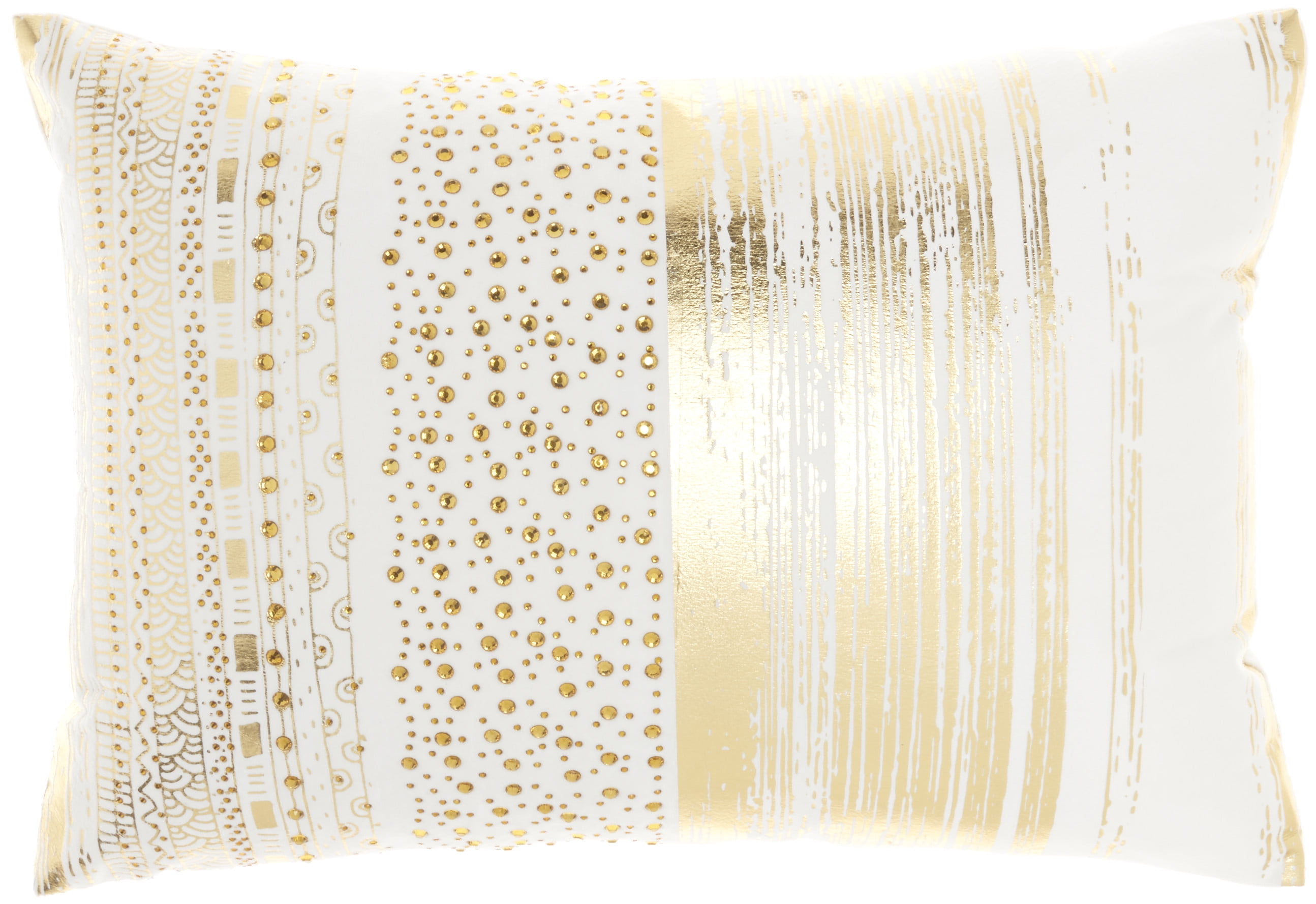 Nourison Luminescence Metallic Print Gold Decorative Throw Pillow , 14"X20"