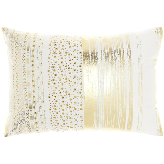 Nourison Luminescence Metallic Print Gold Decorative Throw Pillow , 14"X20"