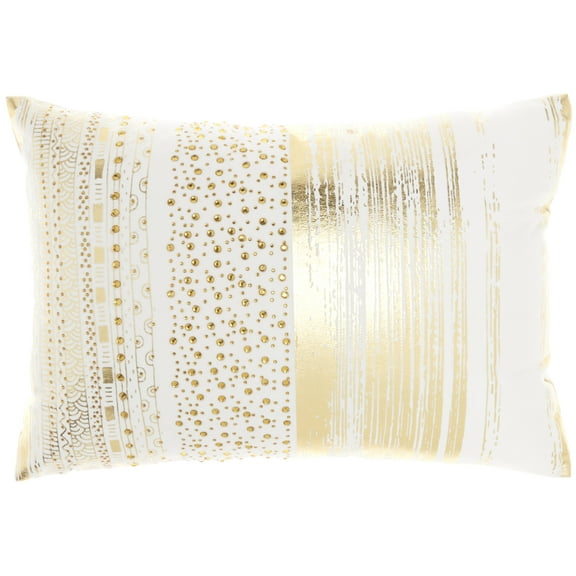 Nourison Luminescence Metallic Print Gold Decorative Throw Pillow , 14"X20"
