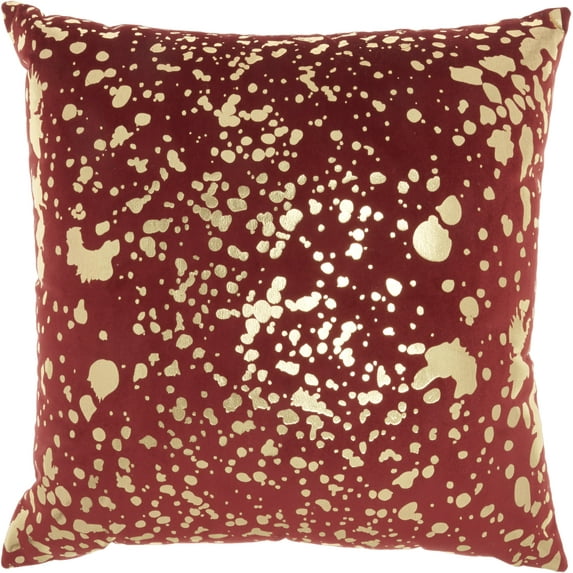 Nourison Luminescence Metallic Splash Deep Red Decorative Throw Pillow , 18" x 18"