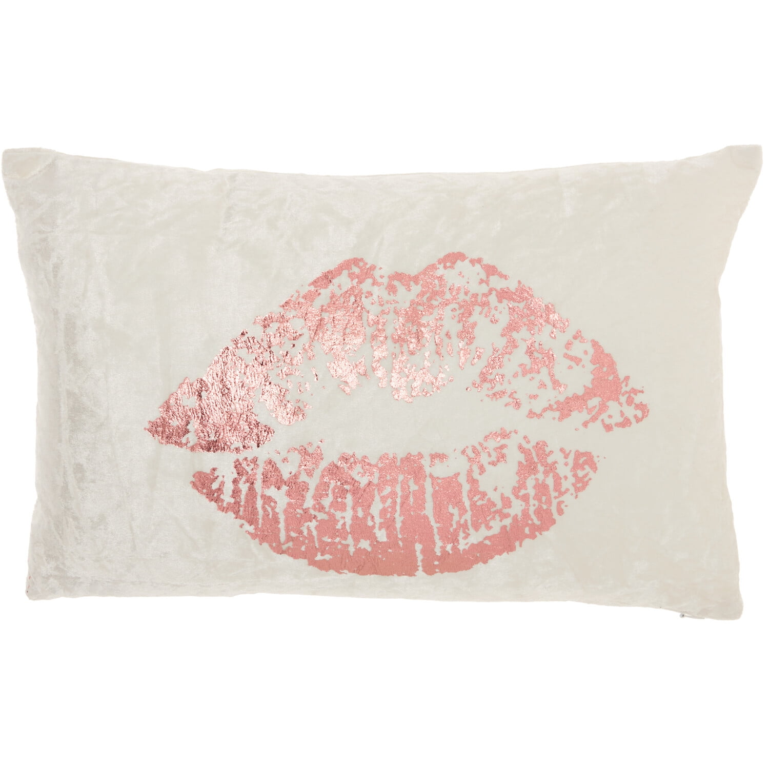 Ivory and Rose Gold Velvet Decorative Throw Pillow