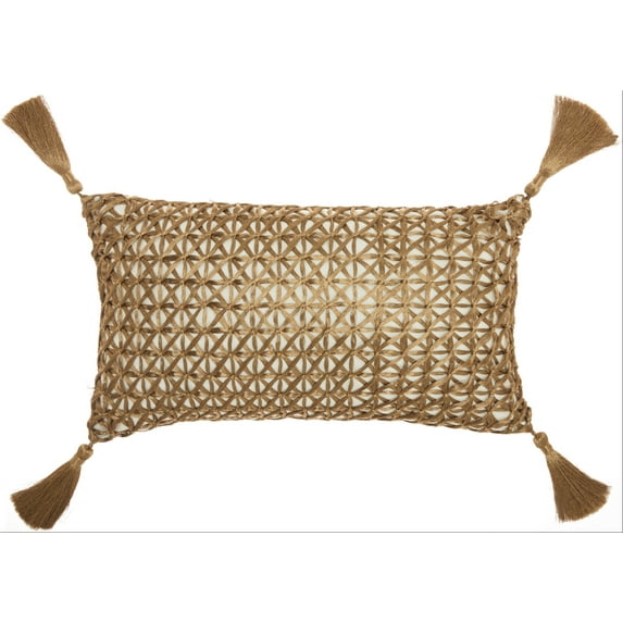 Nourison Luminescence Woven Wire Gold Decorative Throw Pillow , 12" x 20"