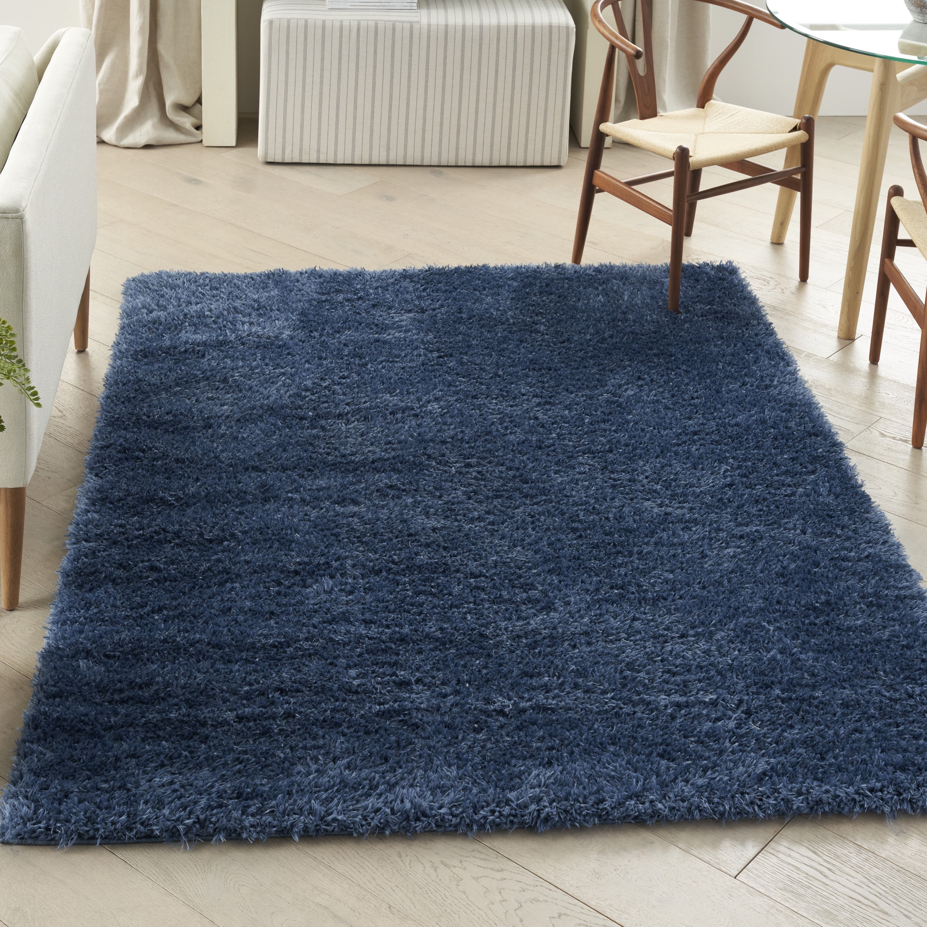 Lush Rugs Nourison Lush Shag Area Rug, Modern & Contemporary, Denim Blue, Soft ...