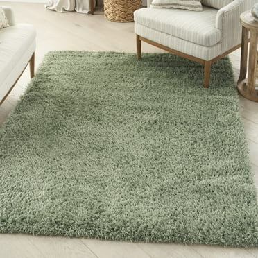 Nourison Lush Shag Modern & Contemporary Sage 5'3" x 7'3" Area Rug, (5x7)