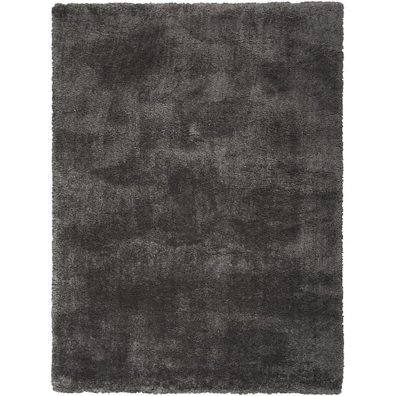 Nourison Luxurious Shag Grey 4' x 6' Area Rug, Solid, Plush, Bed Room, Living Room, Dining Room, Kitchen, Easy Cleaning, Non Shedding,