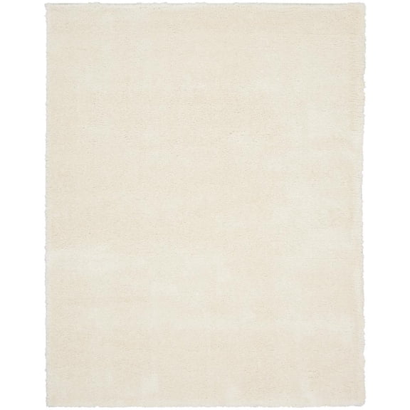 Nourison Luxurious Shag Ivory 7'10" x 9'10" Area Rug, Solid, Plush, Bed Room, Living Room, Dining Room, Kitchen, Easy Cleaning, Non Shedding,