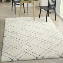Nourison Luxurious Shag Modern Boho Ivory 5'3" x 7'3" Area Rug, Plush, Bedroom, Kitchen, Living Room