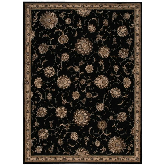 Nourison Ma Serenade Area Rug Black 5'3" x 7'5" 6' x 9' Indoor, Handmade Living Room, Bedroom, Dining Room Natural