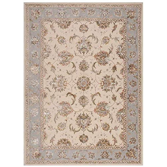 Nourison Ma Serenade Area Rug Ivory/Grey 5'3" x 7'5" 6' x 9' Indoor Living Room, Bedroom, Dining Room Brown