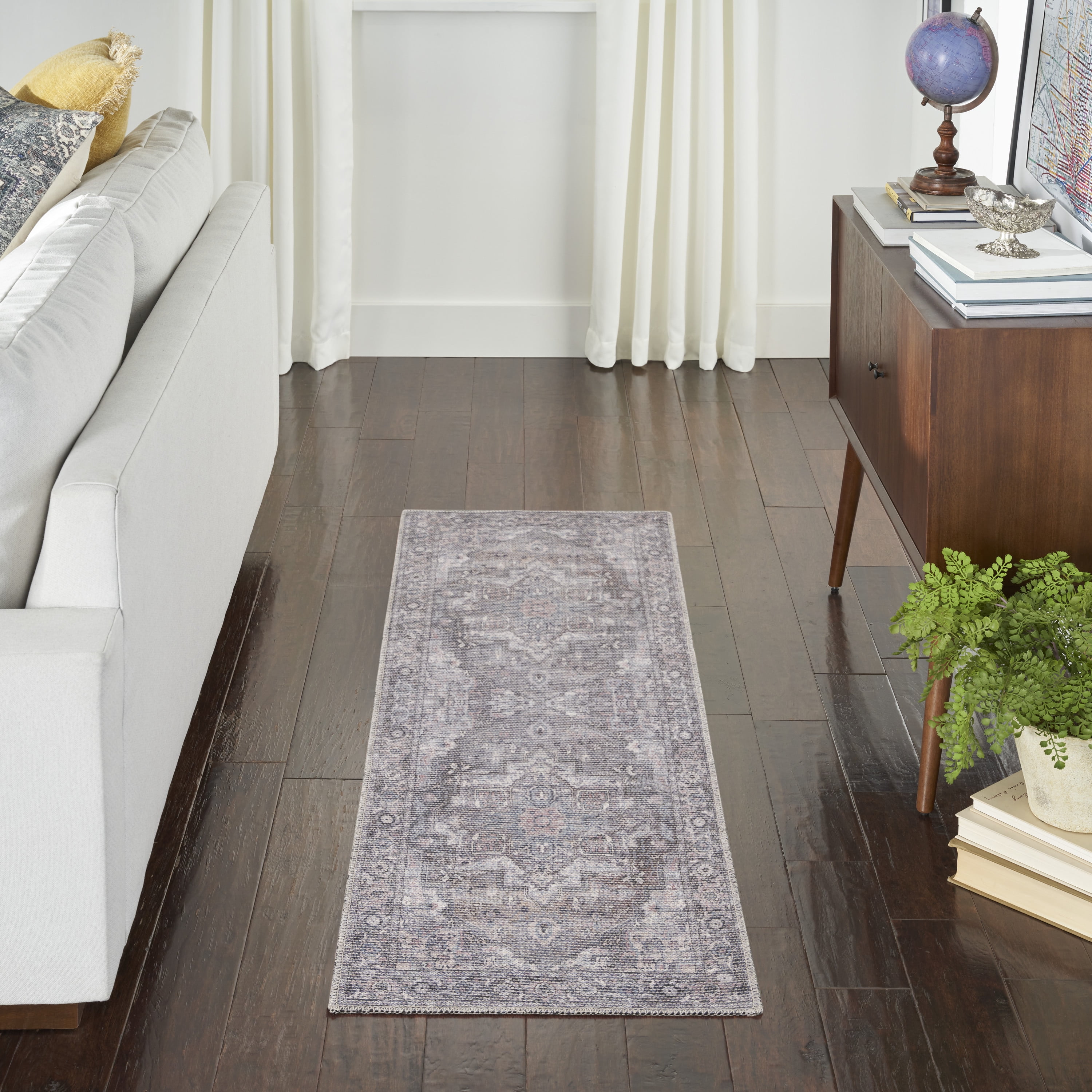 Nourison Machine Washable Series 1 Vintage Grey 2'2" x 8' Area Rug, (2x8)