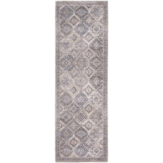 Nourison Machine Washable Series 1 Vintage Ivory/Latte 2'2" x 10' Area Rug, (2x10)