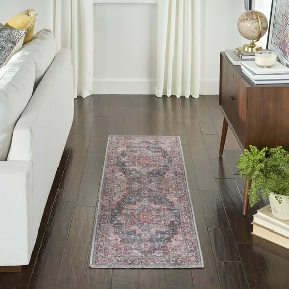 Nourison Machine Washable Series 1 Vintage Multicolor 2'2" x 8' Area Rug, (2x8)