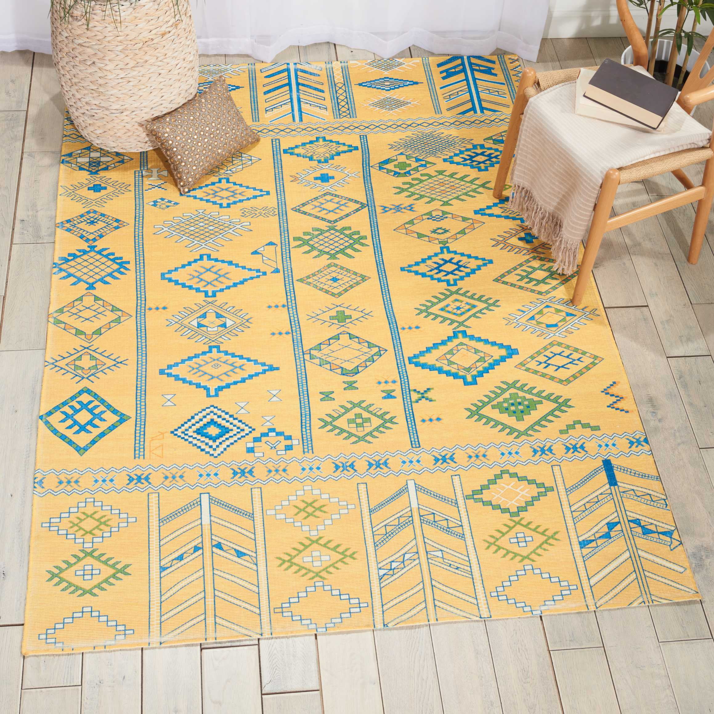 Nourison Madera Tribal Saffron 6'6" x 9'6" Area Rug, (7x10)