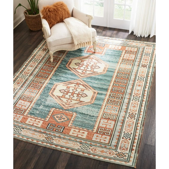 Nourison Madera Tribal Teal Green Area Rug