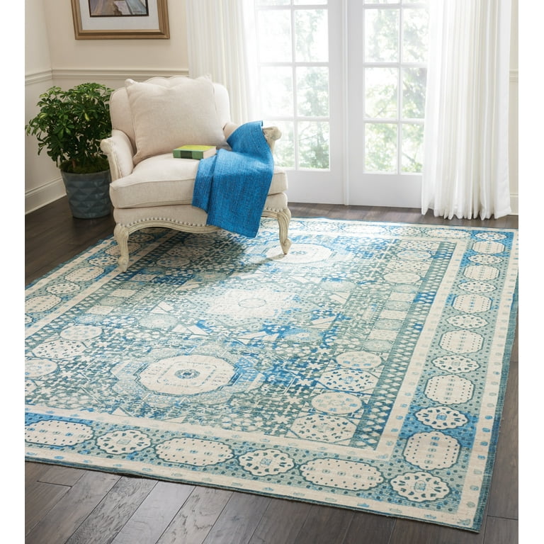 8x10 teal area rug top