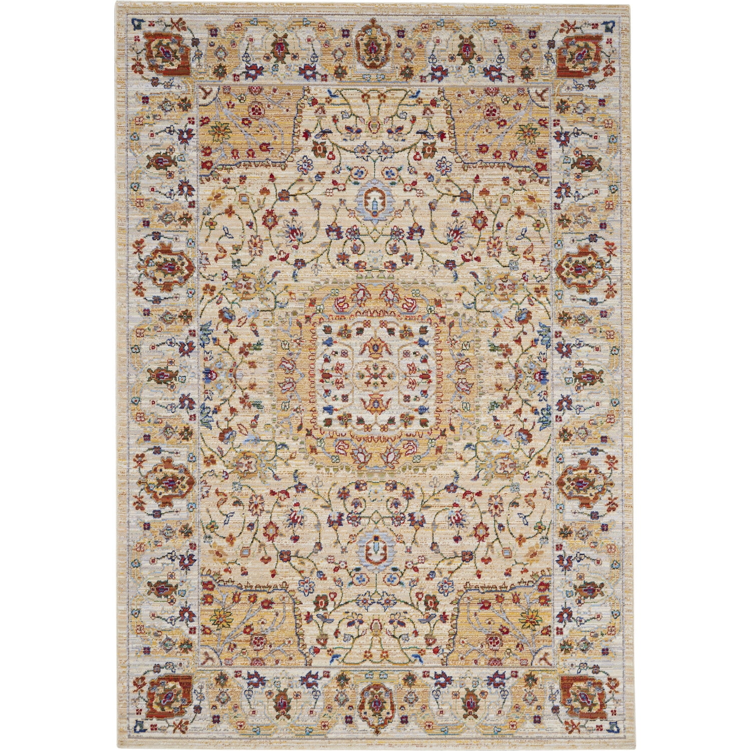 Majestic Sand Medallion Wool and Synthetic Rug 5'6" x 8'