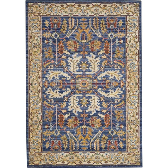 Nourison Majestic MST02 Blue/Beige/Red Indoor Area Rug - 5'6 x 8'