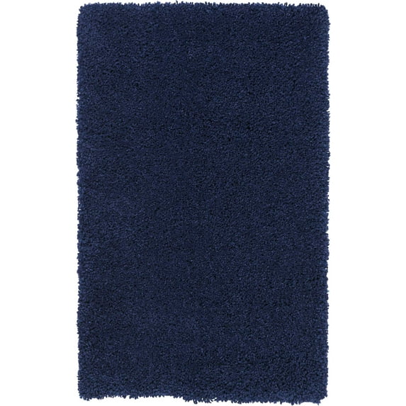Nourison Malibu Shag Solid Shag Navy 2'6" x 4' Area Rug, (3' x 4')