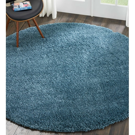 Nourison Malibu Shag MSG01 Blue Indoor Area Rug - 6'7" x ROUND