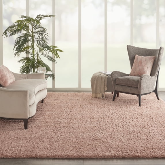 Nourison Malibu Shag Solid Shag Blush 9'10" x 13'2" Area Rug, (10' x 13')