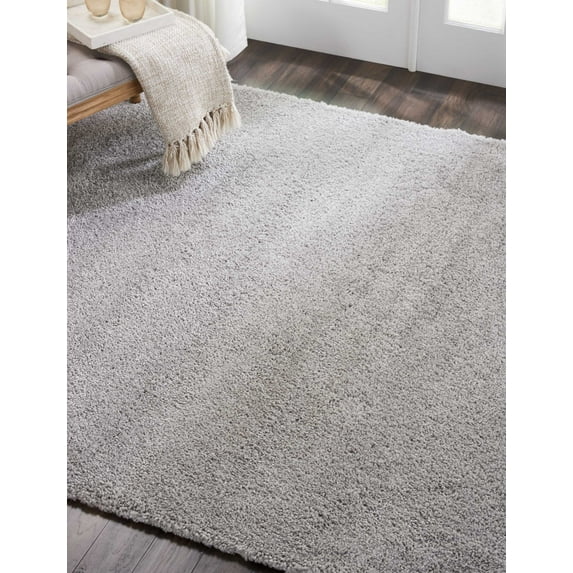 Nourison Malibu Shag MSG01 Silver/Gray Indoor Area Rug - 7'10" x SQUARE