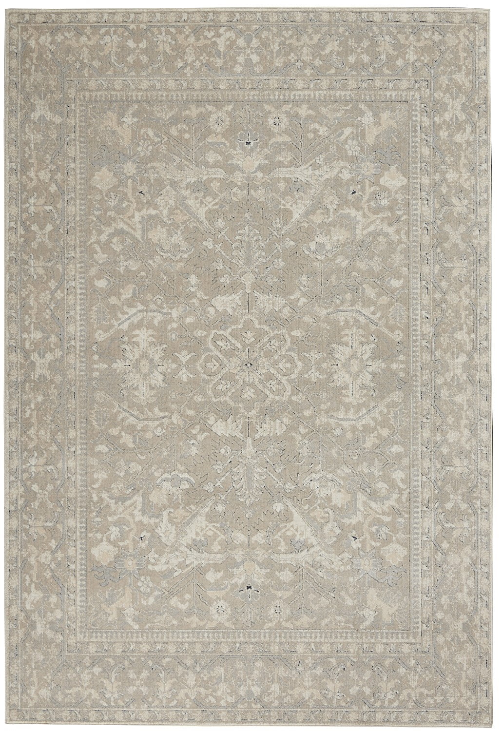 Ivory Rectangular Synthetic Easy Care 4' x 6' Area Rug