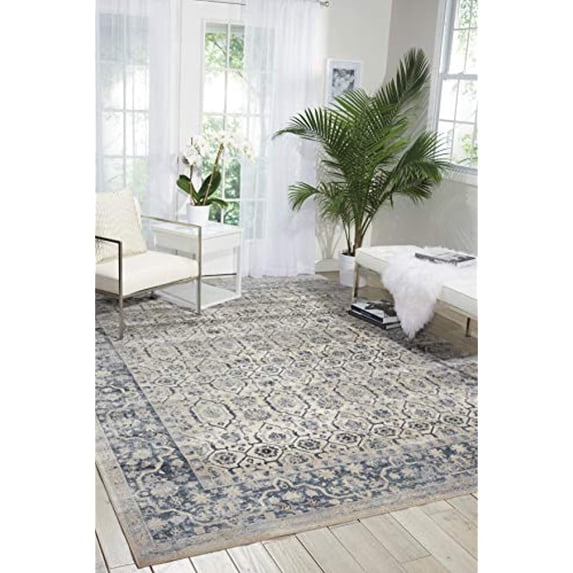 Nourison Home Malta MAI04 Ivory/Navy Indoor Area Rug - 2'2 x 7'7