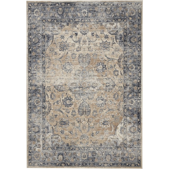 Nourison Home Malta MAI13 Blue/Ivory/Beige Indoor Area Rug - 5'3 x 7'7