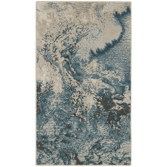 Nourison Maxell 2'2" x 3'9" Ivory/Teal Modern Indoor Rug