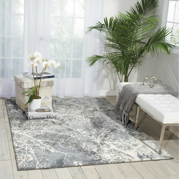 Nourison Maxell Abstract Grey 5'3" x 7'3" Area Rug, (5x7)