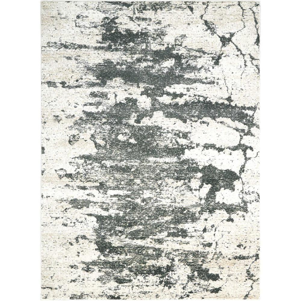 Maxell Gray and Ivory Abstract Synthetic Rectangular Area Rug
