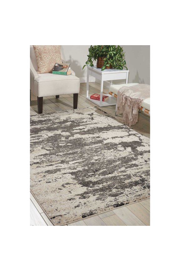 Maxell Abstract Ivory/Grey 5'3" x 7'3" Area Rug, (5x7)