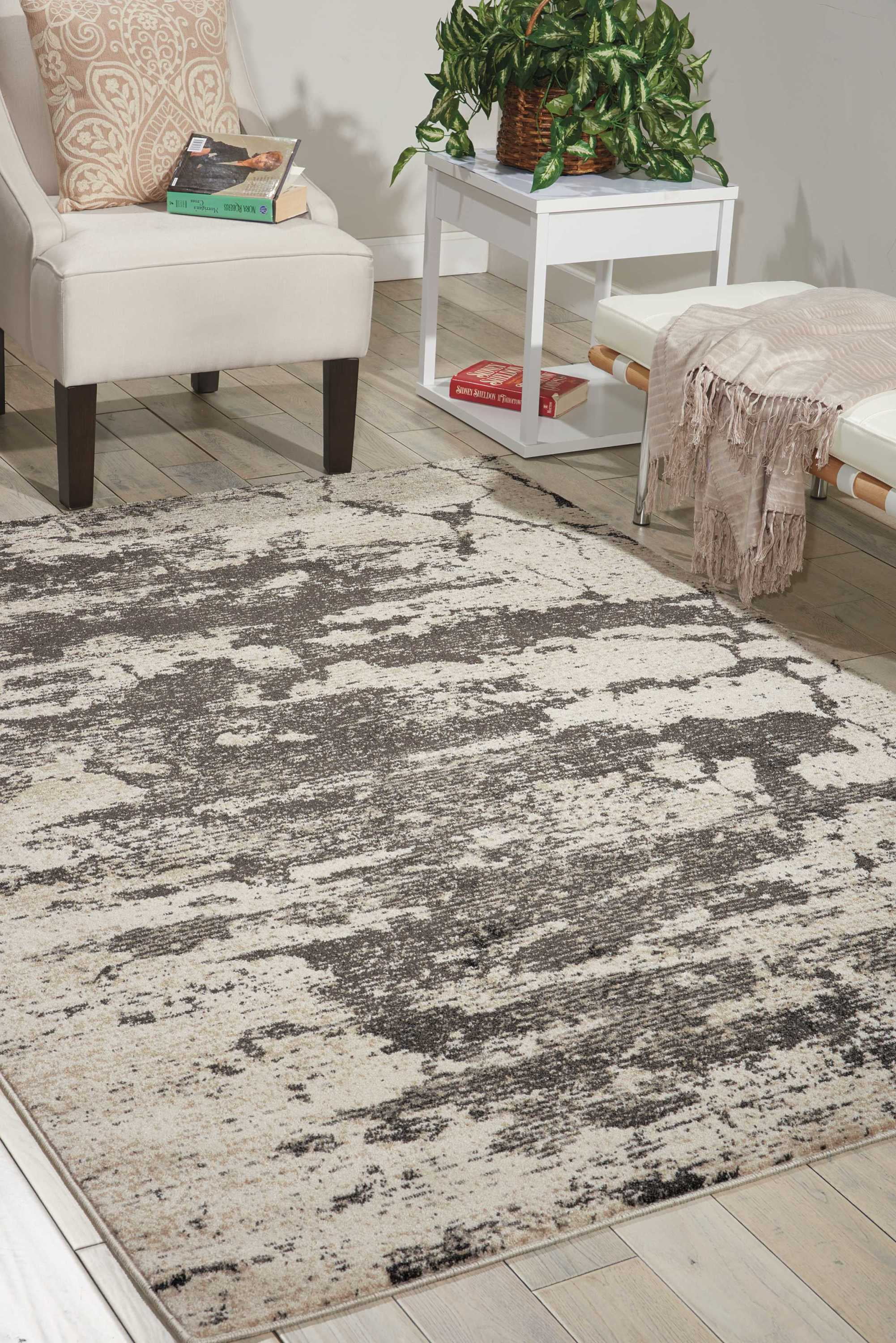 Nourison Maxell Modern Abstract Indoor Area Rug Ivory/Grey 7'10" x 10'6"