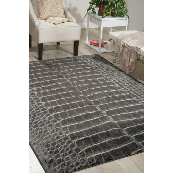 Nourison Maxell Animal Print Charcoal 5'3" x 7'3" Area Rug, (5x7)