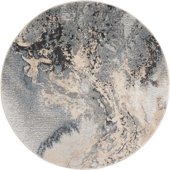 Nourison Maxell Modern Abstract Indoor Area Rug Grey 3'10" x ROUND
