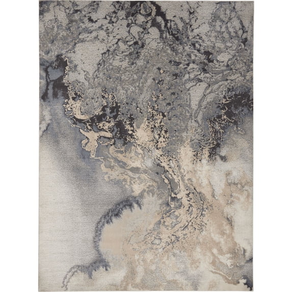 Nourison Maxell Contemporary Abstract Grey 7'10" x 10'6" Area Rug, Plush, Bedroom, Kitchen, Living Room, (8' x 11')
