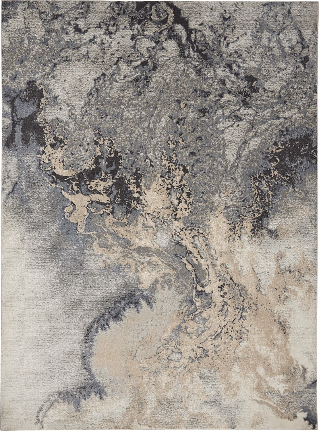 Gray Abstract 7' x 10' Synthetic Area Rug