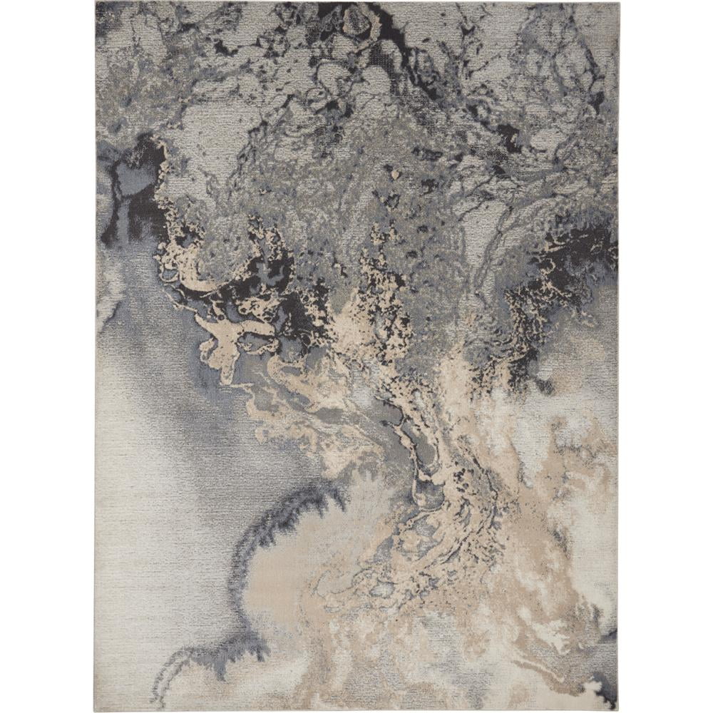 Extra Large Gray Abstract Synthetic Area Rug 9' x 12'