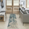 thumbnail image 1 of Nourison Maxell Contemporary Abstract Ivory/Teal 2'2" x 12' Area Rug, Plush, Bedroom, Kitchen, Living Room, (12' Runner), 1 of 7