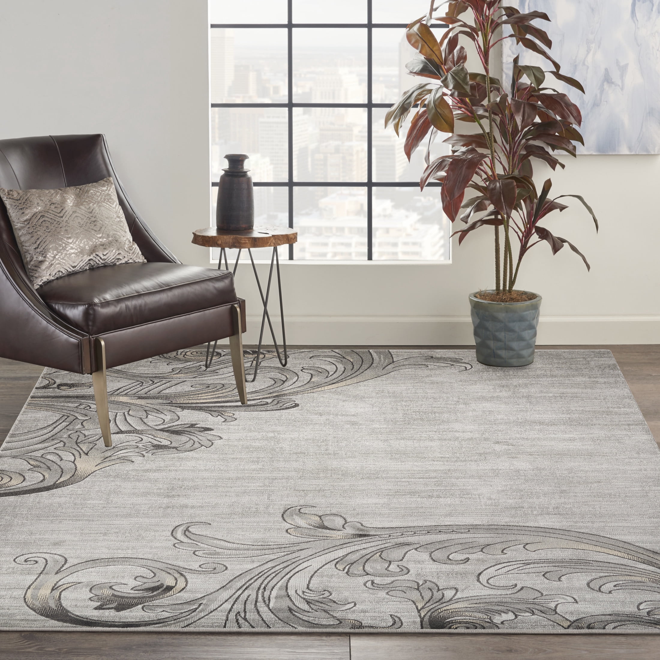 Maxem Rug Nourison Maxell Damask Graphite 7'10
