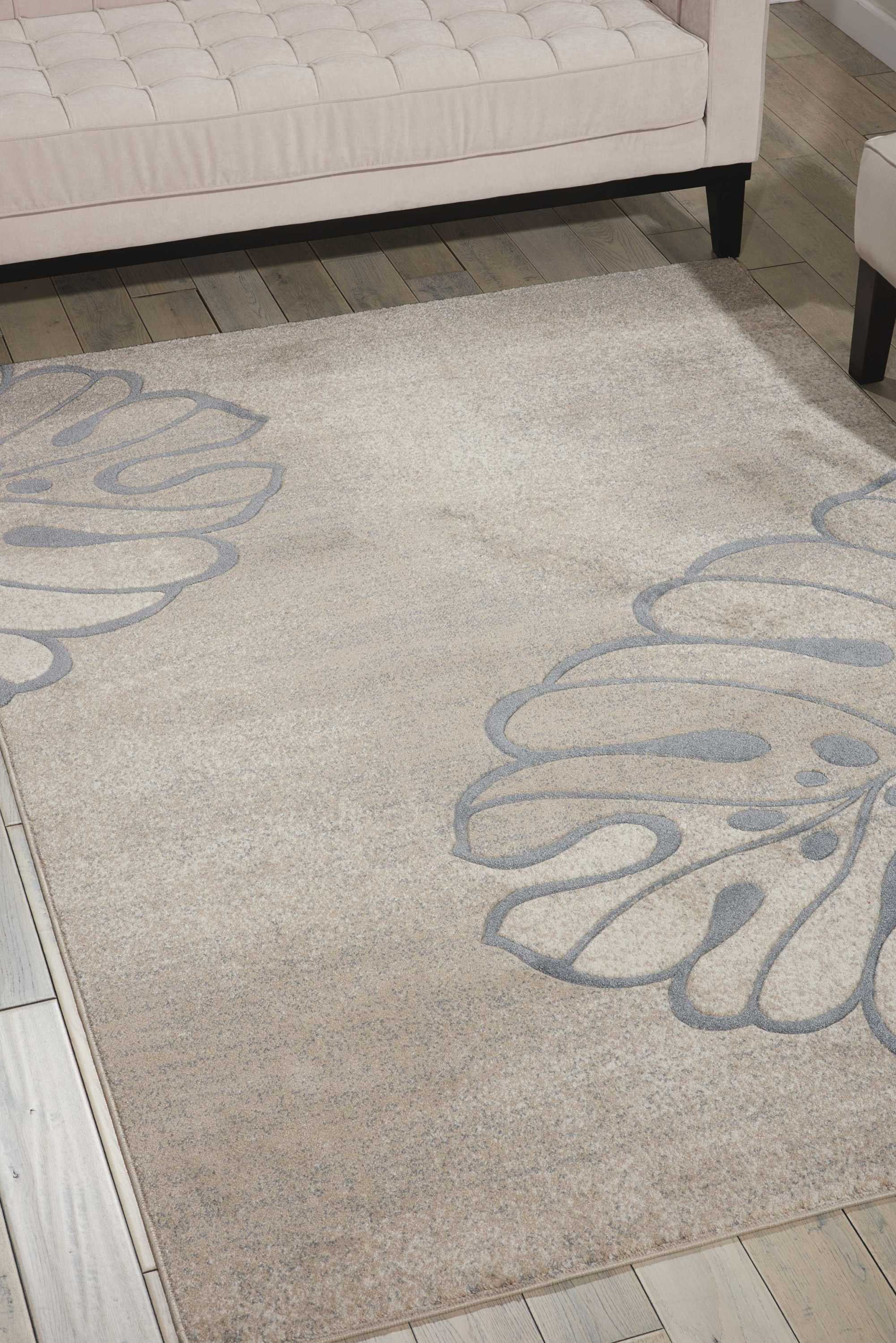 Handmade Beige Floral Synthetic 5' x 7' Area Rug
