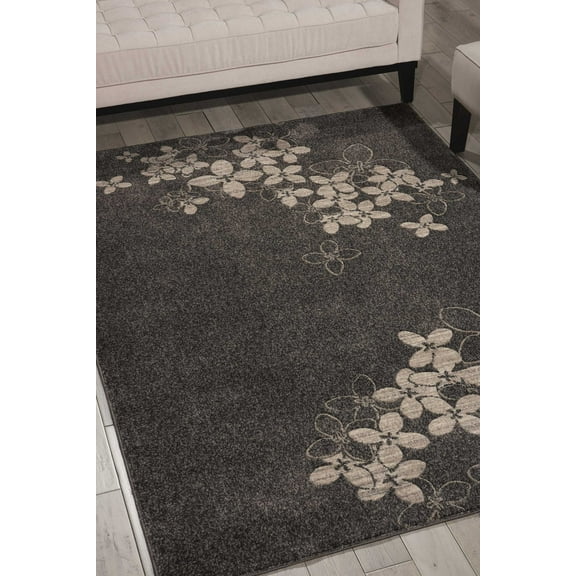 Nourison Maxell Floral Charcoal 9'3" x 12'9" Area Rug, (9x13)