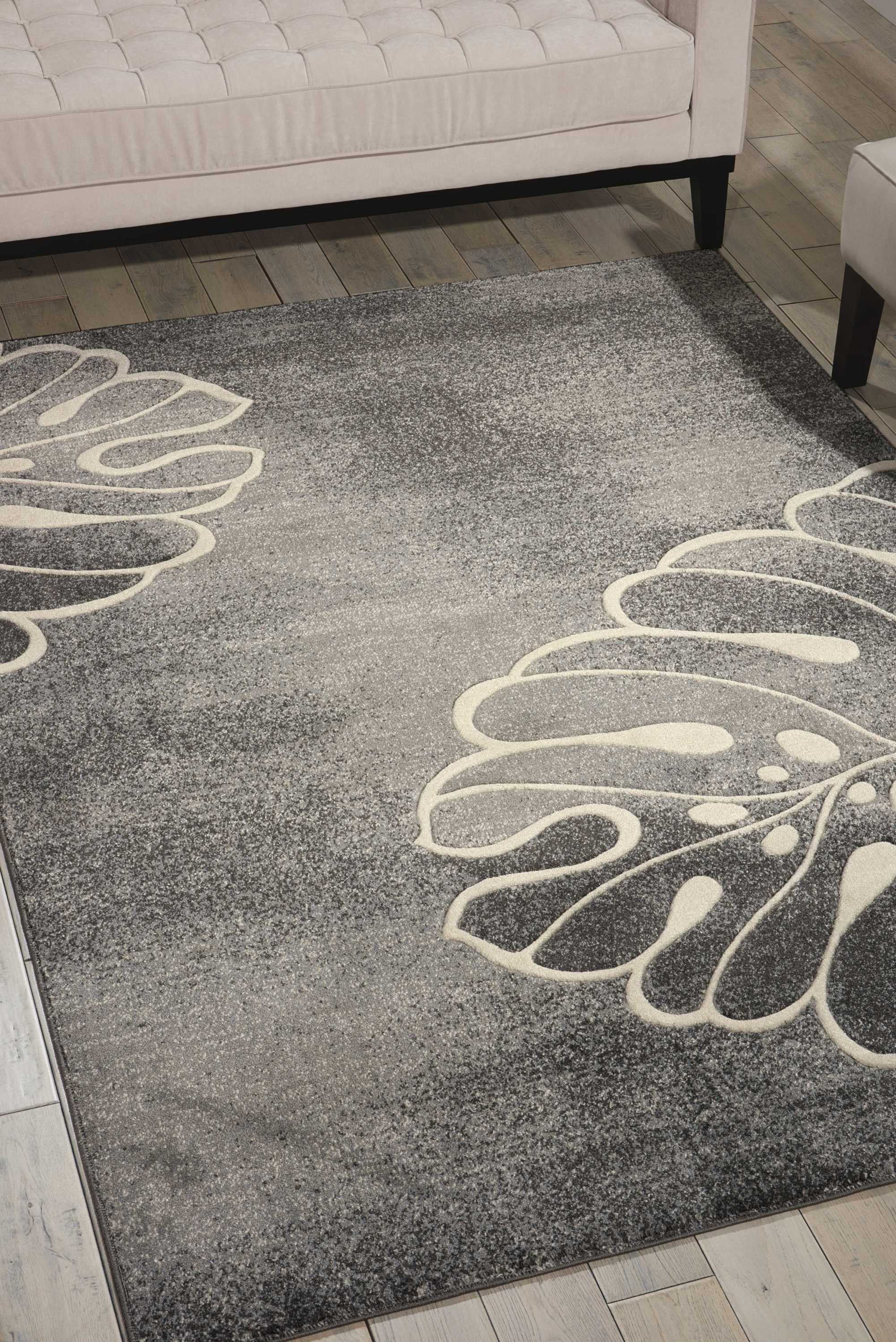 Maxell Elegance 8' x 10' Grey Floral Synthetic Area Rug