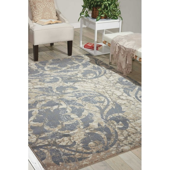 Nourison Maxell Floral Ivory/Blue 7'10" x 10'6" Area Rug, (8x11)