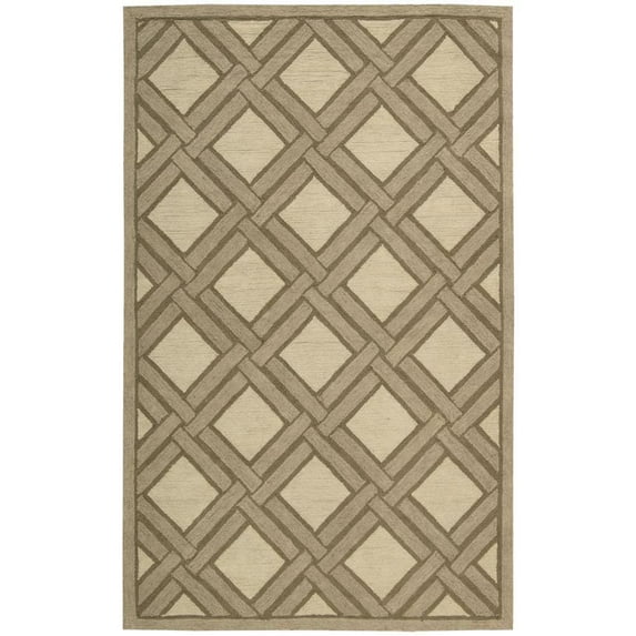 Nourison Mendham Area Rug Ivory/Beige 2' x 3' 2' x 3' Kitchen,Bathroom,Entryway Black