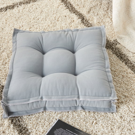Nourison Mina Victory Indoor/Outdoor Classic Modern Solid Floor or Chair Cushion, ( 18" X 18" X 3" ) Grey