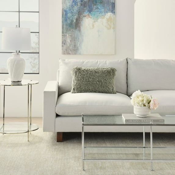 Nourison Mina Victory Shag Solid Glam Throw Pillow Sage 14" X 20" Small